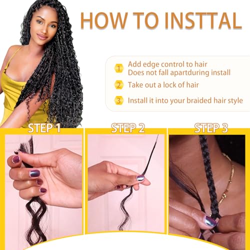 Human Braiding Hair for Boho Braids 18 Inch Natural Black Deep Wave Bulk Human Hair for Braiding 2 Bundles 100g 12A Virgin Curly Human Hair for Boho Knotless Braids (#1B,18Inch)