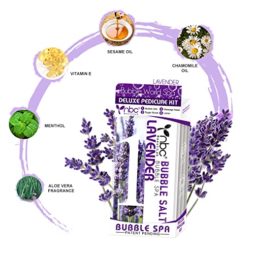 Pedicure Kit Foot Soak Set: Bubble Salt, Sugar Scrub, Massage Mask, Massage Lotion in a Box, 4 Step Foot Spa Kit for Dry Feet,Tired Feet£¨1 Set Lavender)