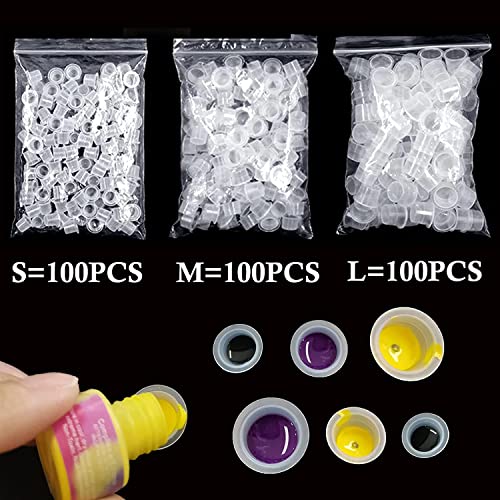 302Pcs Tattoo Ink Caps Holders Set, Urknall 300pcs Tattoo Caps and 2pcs Ink Cups Holders Mixed Size 100 Small 100 Medium 100 Large for Tattoos Ink Tattooing Suppies