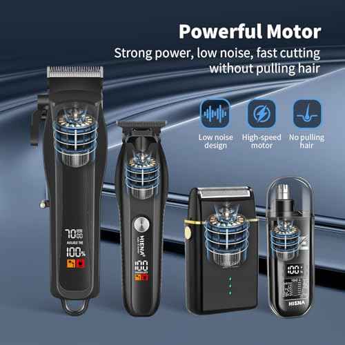HIENA PRO Hair Clippers for Men Professional, Cordless Barber Clipper & T-Blade Beard/Hair Trimmer Set, Electric Razor Foil Shaver Nose Trimmer Barber Kit, Men's Hair Cutting Kit with LED Display