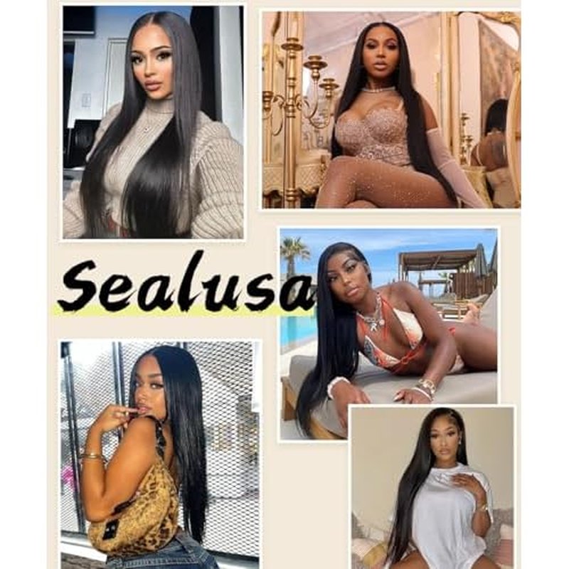 Sealusa 13x6 Lace Front Wigs Human Hair 100% Unprocessed Brazilian Virgin Hair Straight Human Hair Wig 200% Density Can Be Dyed And Restyled Vertical Smooth Natural Color With Baby Hair 22 Inch