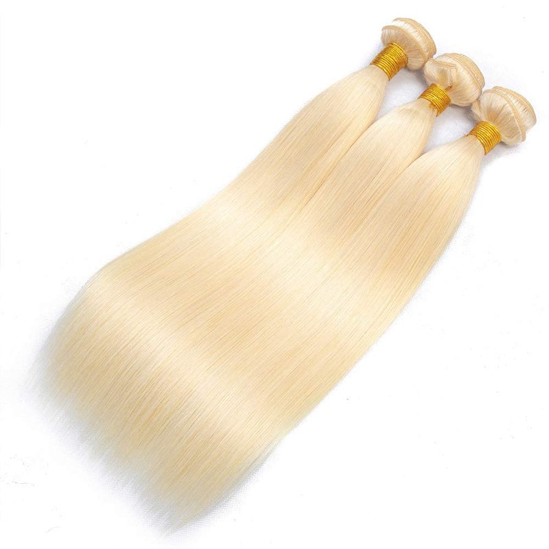 Blonde Bundles - 613 Blonde Straight Human Hair Extensions | Unprocessed Brazilian Virgin Remy | 22-26 Inch Soft Weave