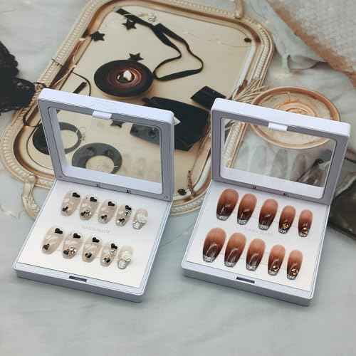 32 Pack Press On Nail Packaging Boxes - 3D Floating Storage and Display Box With 90pcs Double Sided Adhesive Tape for Nail Tech