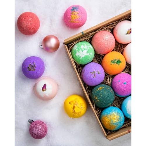 LifeAround2Angels Bath Bombs Gift Set 12 USA made Fizzies, Shea & Coco Butter Dry Skin Moisturize, Perfect for Bubble Spa Bath. Handmade Birthday Mothers day Gifts idea For Her/Him, wife, girlfriend