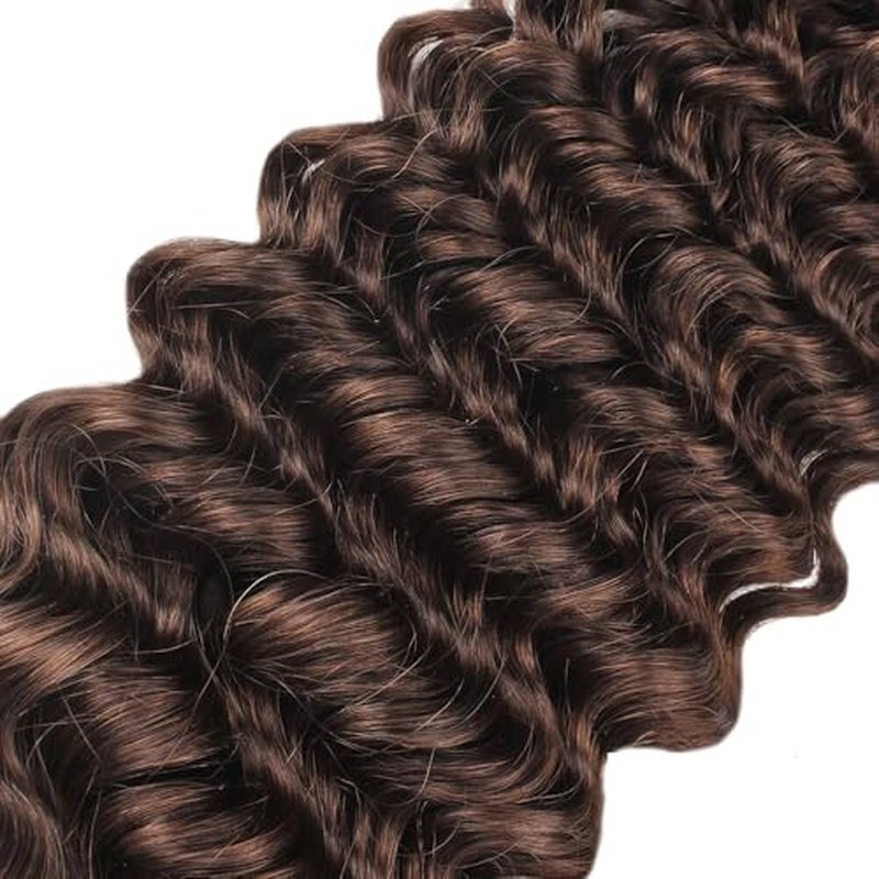 Augfst Brazilian Virgin Human Hair Bundles Chocolate Brown Color 4 Deep Wave Bundles Human Hair 22 24 26 Inch Inch 12A Unprocessed Sewn In Quick Weave for Black Women