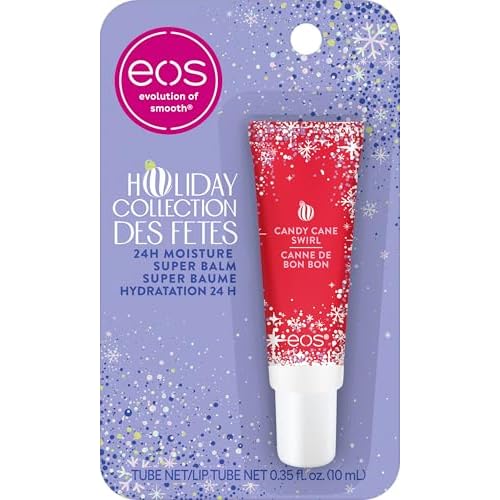 eos Holiday 24H Moisture Super Balm, Candy Cane Swirl, Limited Edition, Stocking Stuffers, Holiday Lip Mask, 0.35 fl oz