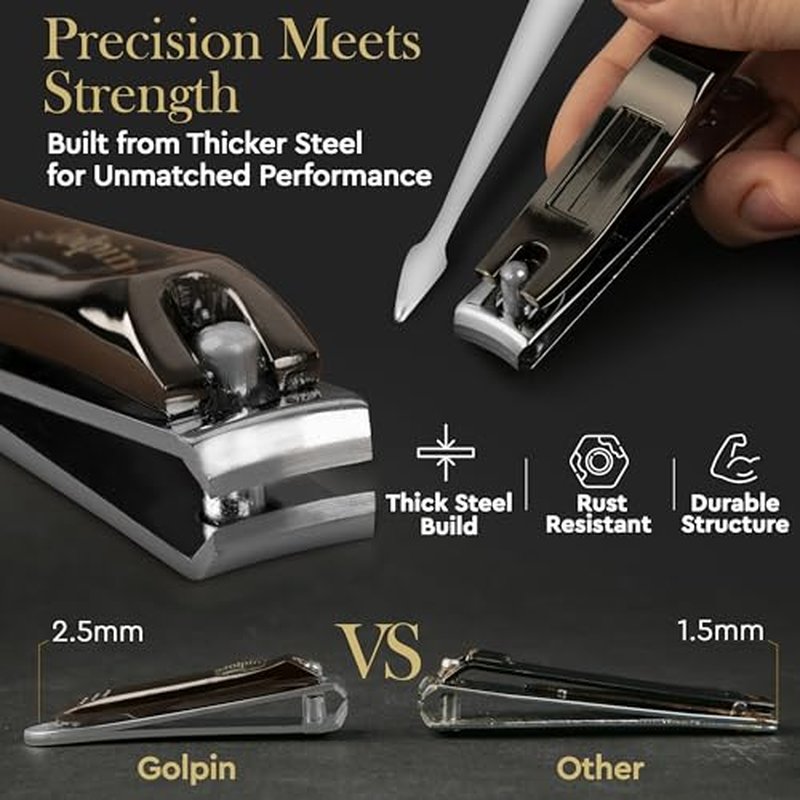 Nail Clippers for Men ? GOLPIN Manicure Kit for Men & Women ? 9 Pcs Stainless Steel Tools with Travel Nail Kit Case, Nail Clippers, Cuticle Pusher, File, Gift Ready Women & Mens Manicure Set