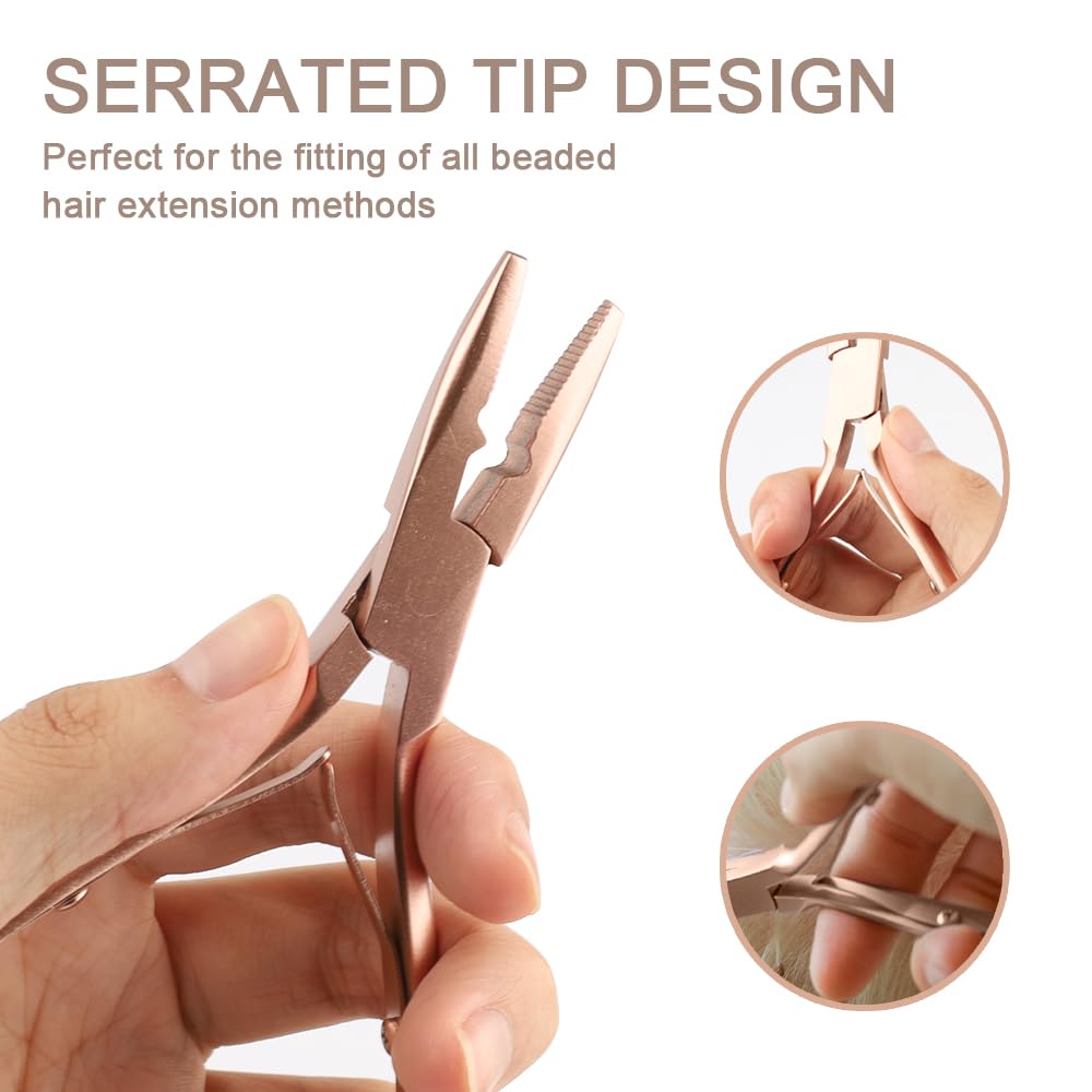 GlamorDove Hair Extension Tool Kit Microlink Pliers with Anti-slip Handle Hair Extension Beading Tool Hair Needle Pulling Hook Hair Styling Bead Closer and Remover Pliers