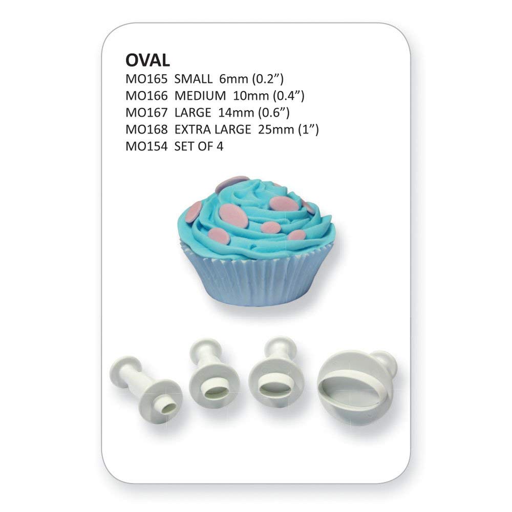 PME Oval Plunger Cutters, Set of 4 for Fondant, Standard, Set of 3