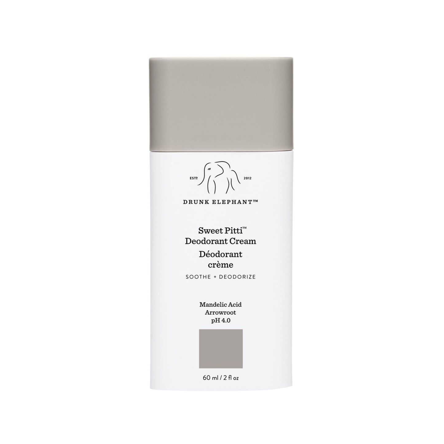 Drunk Elephant Sweet Pitti Deodorant Cream - 60 ml/2 fl oz - Baking Soda and Aluminum-Free - Clean Clinical Skincare - Cruelty-Free - Free of Essential Oils, Silicones, and Fragrance