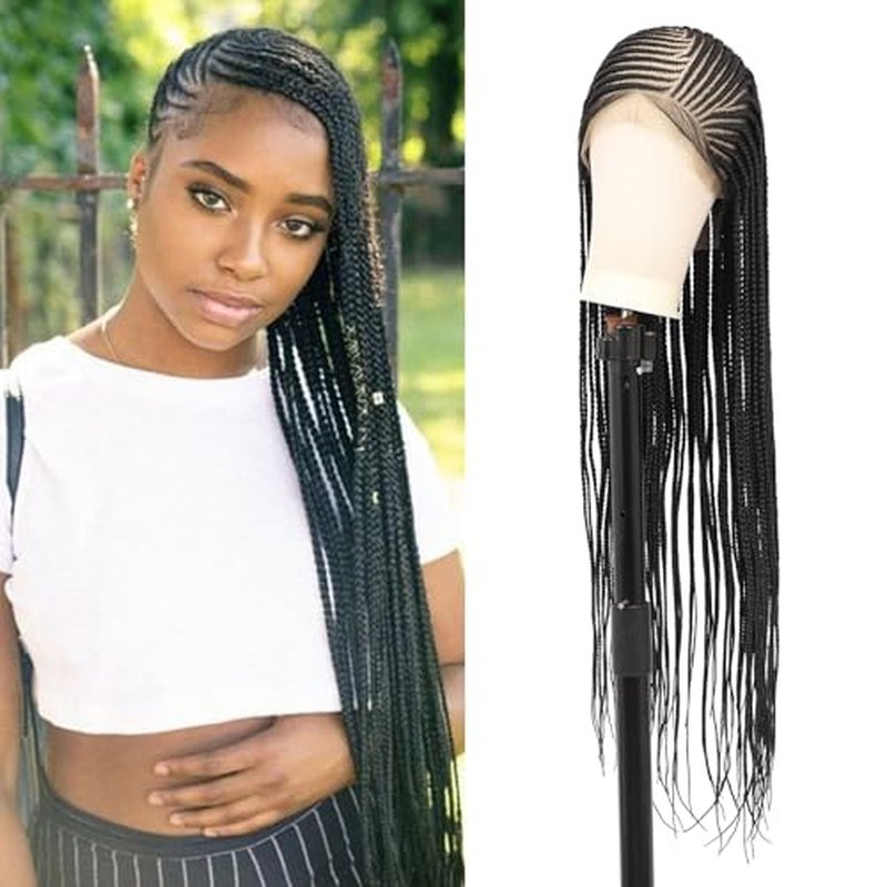 Kalyss 13X8 Lemonade Cornrow Braided Wigs for Women Lace Front Braided Wigs Premium Synthetic Long Braided Wig with Baby Hair Side Parting Braided Wig 36"