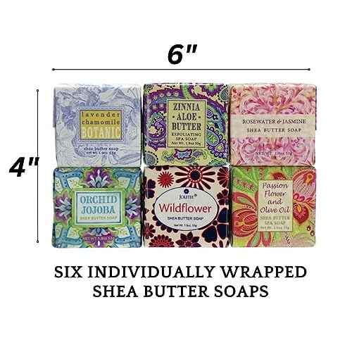 Greenwich Bay Trading Company Spring Garden Bloom Flower Shea Butter Soap Gift Set ? Floral Shea Butter Soap Set of Six ? Luxurious, Moisturizing, and Perfect for Gifting, 1.9oz (Summer)
