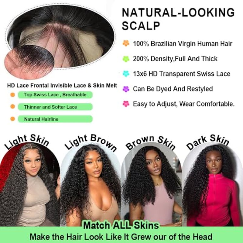 26 Inch Deep Wave Lace Front Wigs Human Hair Wig for Women 200 Density 13x6 HD Lace Front Wigs Human Hair Glueless Deep Curly Frontal Wigs Human Hair Pre Plucked