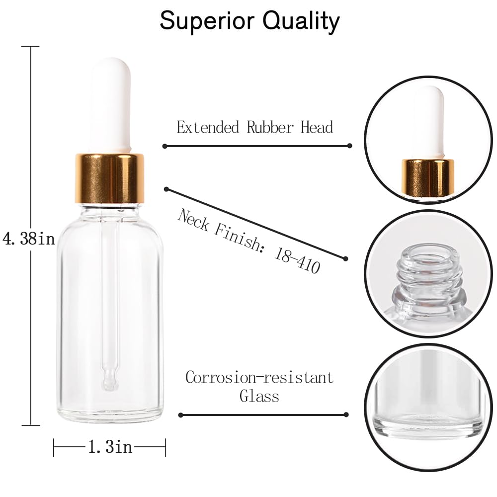 StellaCare 48 Pack,1oz Dropper Bottle for Essential Oils,Amber Oil Bottles for Hair,Small Travel Containers Tincture Bottles