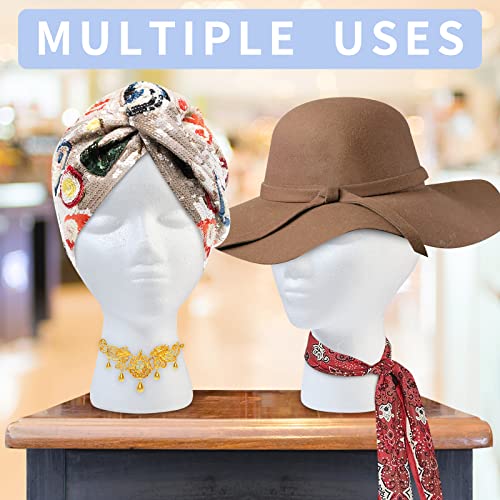 3 Pcs Foam Wig Head, Styrofoam Mannequin Head with Female Face for Multipurpose Wigs Display Stand, Model, Mask, Hat Display Stand, Art Work Painting