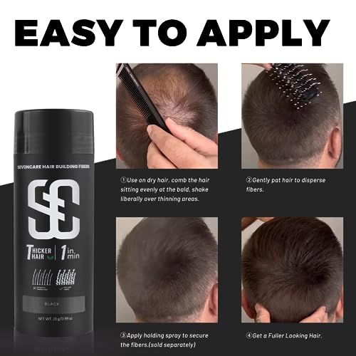 SOVONCARE Hair Fibers for Thinning Hair, Black Hair Building Fibers for Bald Spots Undetectable & Natural, Conceals Hair Loss, Fill In Fine Hair Powder Hair Thicker Instantly for Women & Men 28g