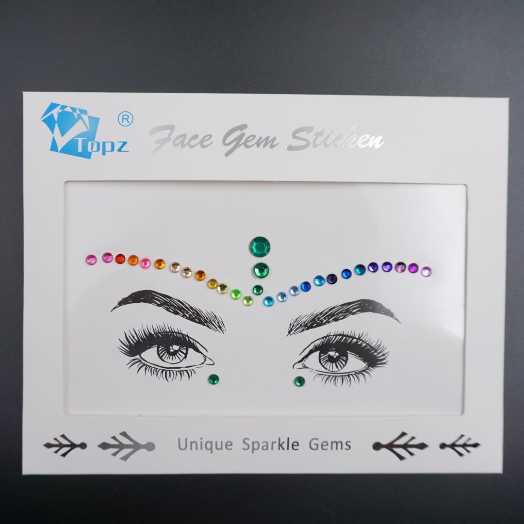 rainbow face gems festival halloween face jewels crystals bindi body jewels temporary tattoo face jewel stickers for festival pride makeup