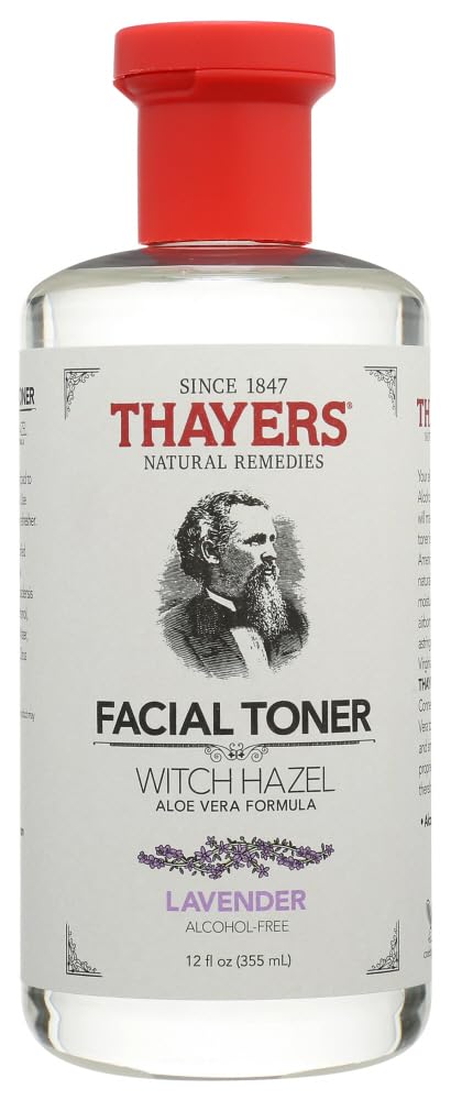 THAYERS Alcohol-Free Witch Hazel with Organic Aloe Vera Formula Toner, Lavender, Clear, Unscented, 12 Fl Oz, Pack of 2