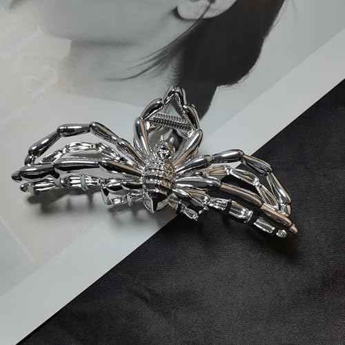 3Pca Halloween Black Hair Claw Clips For Women And Girls, Metal Spiders Web Nonslip Spooky Barrette Headband Hair,Large Spider Clips For Styling Accessories Halloween Christmas Gifts