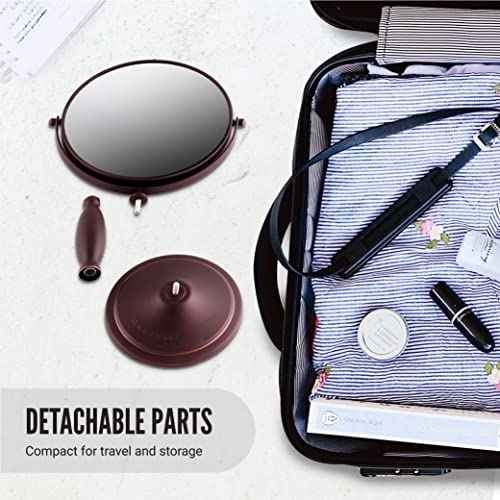 OVENTE 8'' Tabletop Makeup Mirror with 1X/7X Magnification, 360¡Æ Swivel Design and Double-Sided Free-Standing Vanity Mirror Perfect for Dresser, Bedroom and Office Desk, Antique Bronze MNLAT80ABZ1X7X