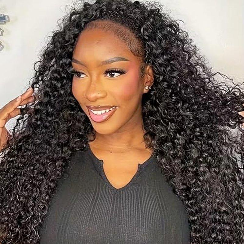 JYZ Half Wig Human Hair 300% Density 3 In 1 Seamless Flip Over Half Wig Invisible Hairline Glueless Wear and Go Beginner Friendly Curly Human Hair Wigs for Women 20 Inch