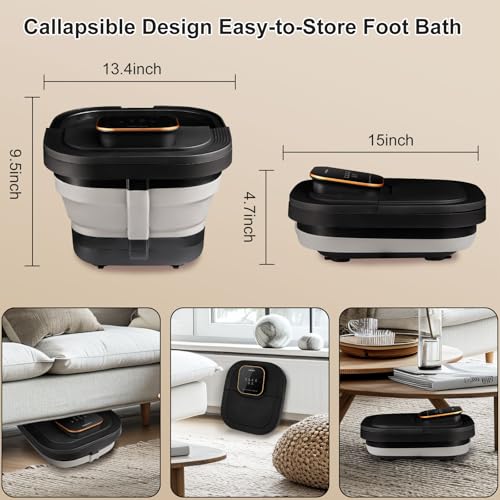 Collapsible Foot Spa Bath with Heat and Massage Roller, Bubble, Temperature Control, Remote Control, Foot Pedicure Kit, Pedicure Foot Spa
