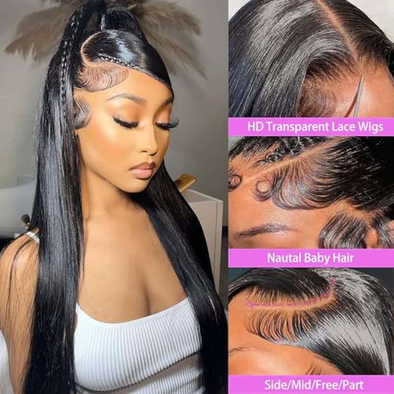 Lace Frontal Wigs Straight Hd 13x6 Lace Front Wigs Human Hair Pre Plucked 100 Percent Human Hair Wigs for Women Natural Color 22inch