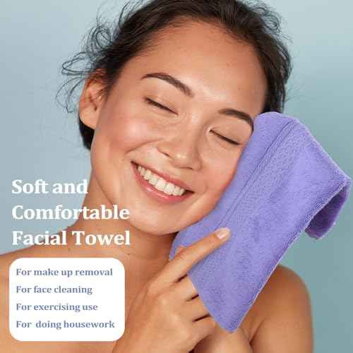 Tudomro 15 Pcs Washcloths Bulk 13 x 13 Inch 100% Cotton Wash Cloths Set Soft Absorbent Face Cloths Face Towels Quick Drying Hand Fingertip Towels for Hotel, Gym, Bathroom, Spa(Purple Series)