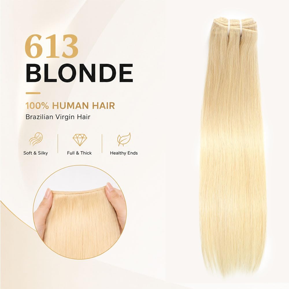 613 Bundles Human Hair 18 Inch 12A Grade 100% Unprocessed Brazilian Virgin Blonde 613 Human Hair Extensions For Women 100g Blonde Bundles Human Hair
