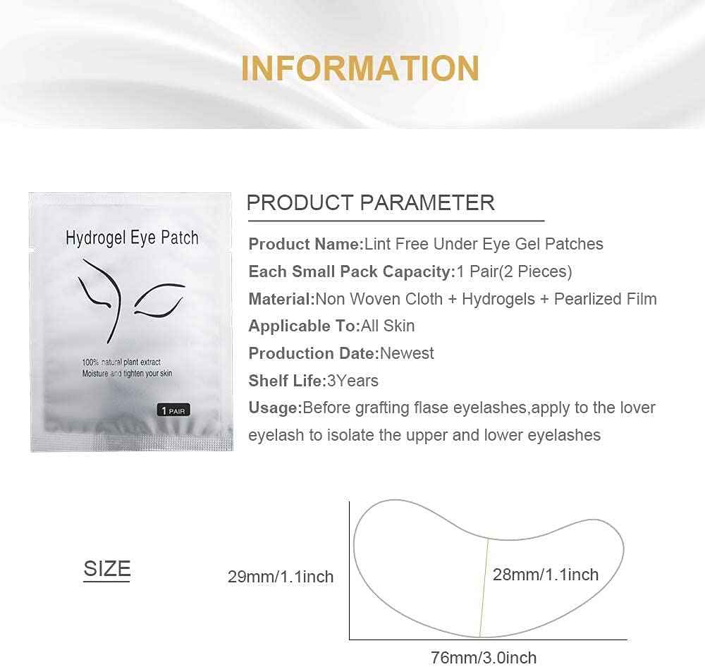 Chargenyang Eyelash Extension Gel Pads Kit - Lint Free False Eyelash Lash Extension Makeup Eye Gel Pads (200Pack)