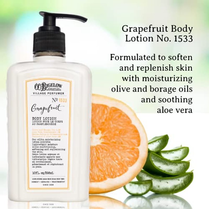 C.O. Bigelow Grapefruit Body Lotion, Village Perfumer Moisturizing Body Lotion with Aloe Vera, Borage Oil & Olive Oil, 10 Fl Oz