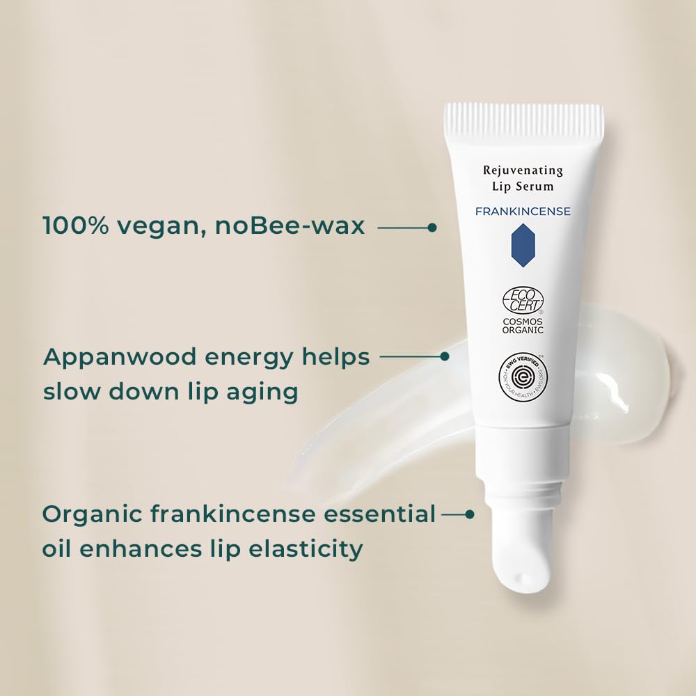 INNA ORGANIC Organic Lip Balm, Moisturizing, Fine Line Care & 100% Vegan Lip Serum, EWG & COSMOS Certified | Frankincense Essential Oils Infused Skin Care | Luxury Clean Beauty