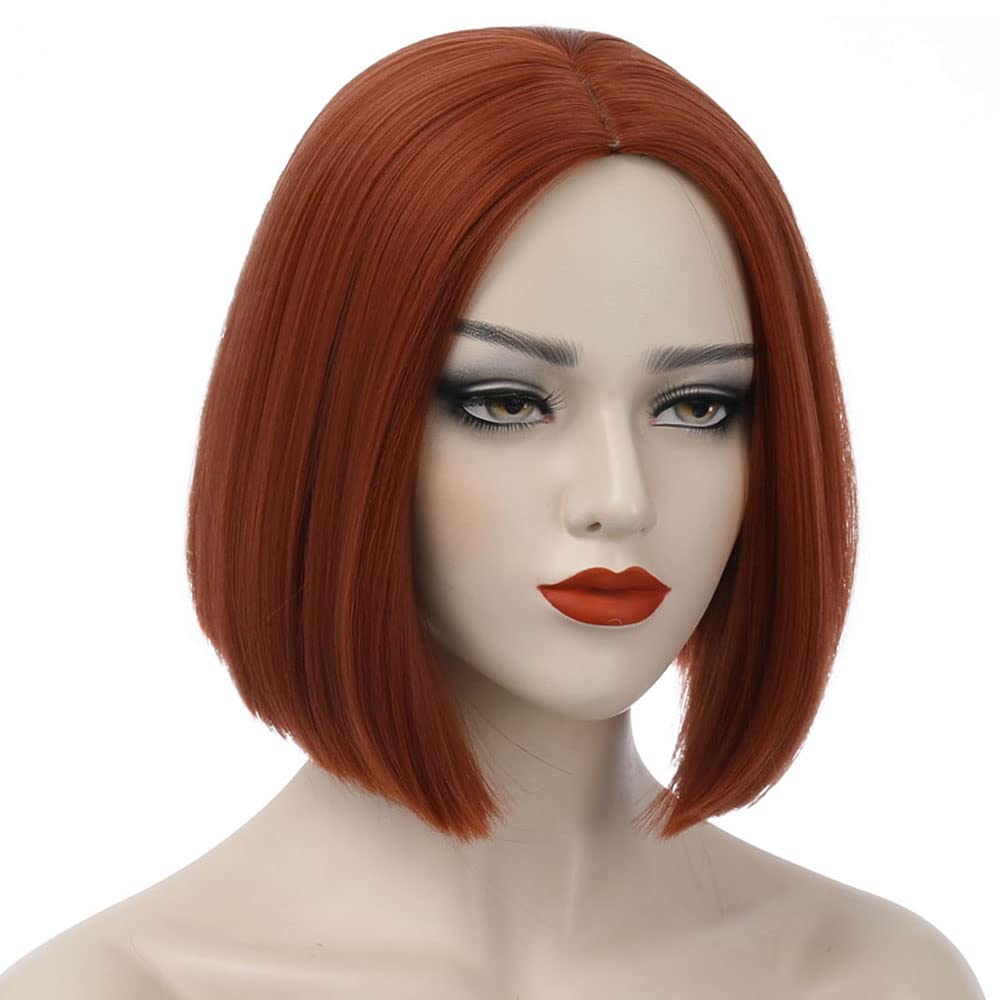 Ufindcos Ginger Wig Bob Wig Short Straight Hair Wigs Middle Part for Women Synthetic Heat Resistant Halloween Costume Party False Hair Wig