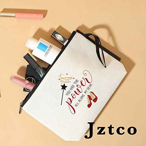 Jztco Inspirational Gifts for Women Her Wi-zard of OZ Gifts Ruby Fans Gift The Power Bag Encouragement Birthday Gifts for Women Her Girls Friend Sister You Had The Power All Along My Dear Makeup Bag