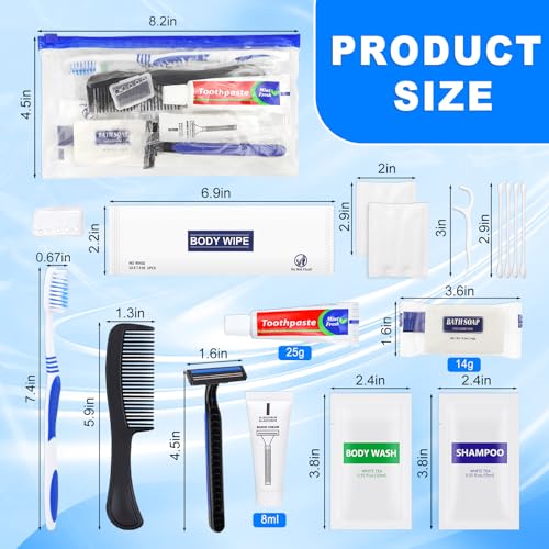 Basic Toiletry Kits, Individually Packed, Personal Hygiene Bulk Homeless Care Package Supplies