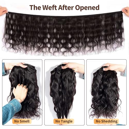 12A Body Wave Bundles Human Hair 20 Inch 1 Bundle 100% Unprocessed Brazilian Virgin Hair Quick Weave Single Body Wave Human Hair Real Raw Bundles Deals Hair Extensions Natural Black