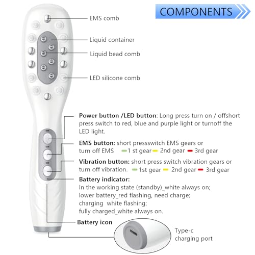 Laser Therapy Hair Growth Comb, Red Light Therapy for Hair Growth, Therapy brush, therabrush for hair growth