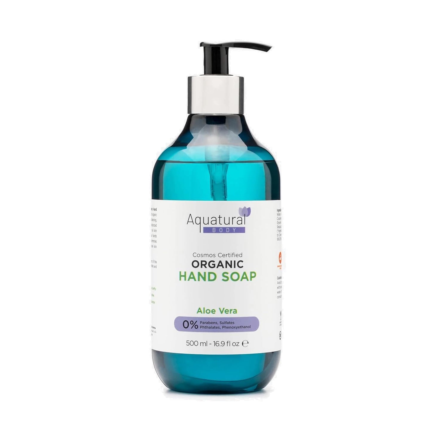 Aquatural Organic Hand Soap - Liquid Hand Soap with Aloe Vera - Plant Based, Cruelty-Free & Vegan - Moisturizing Wash - Paraben Free & Sulfate Free Natural Soap - Lavender Handsoap