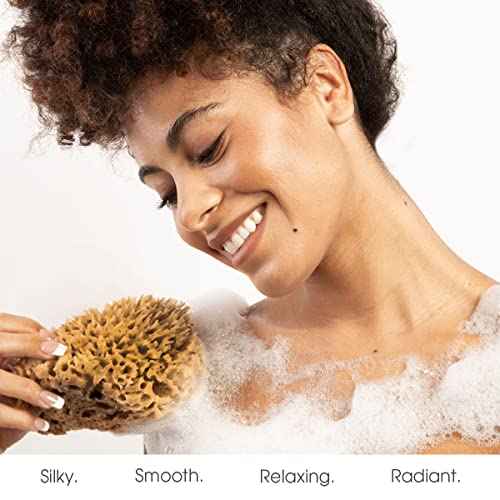 Naroa Soft Natural Sea Sponge | Gentle Loofah for Bathing Smooth Skin | Unbleached Shower Body Scrubber Puff | Bath & Spa (Medium)