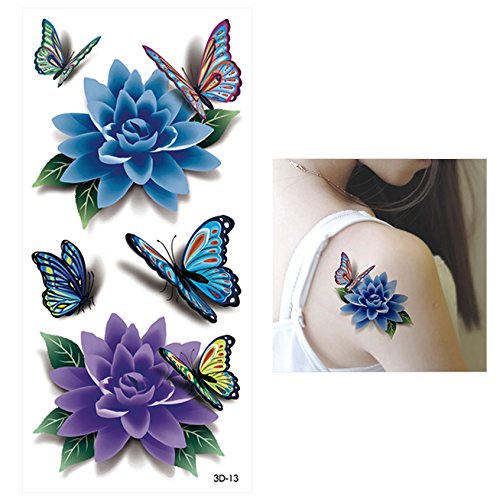 Glaryyears 3D Butterfly Tattoos for Women Girls, 8-Pack Floral Design Variety Pack Fake Tattoos Sticker, DIY Long-lasting Realistic Tattoos that look real, Sexy for Body Chest Hand Decal Arm Leg