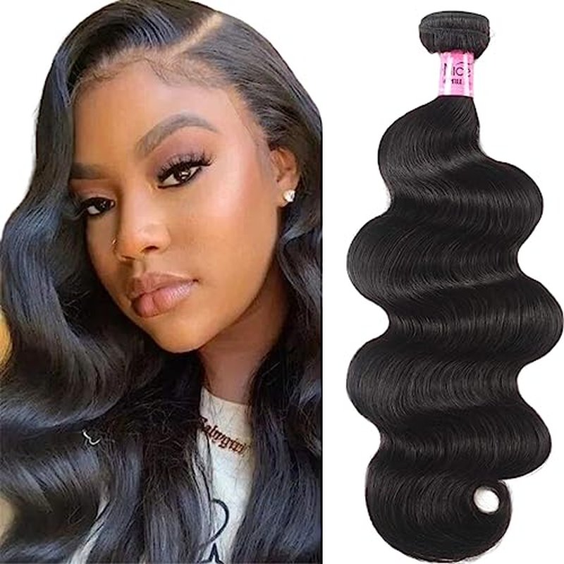 UNice Hair Brazilian Body Wave Human Hair 1 Bundle 26 inch 100% Unprocessed Virgin Human Hair Weave Extensions Natural Black Color Can be Dyed and Bleached