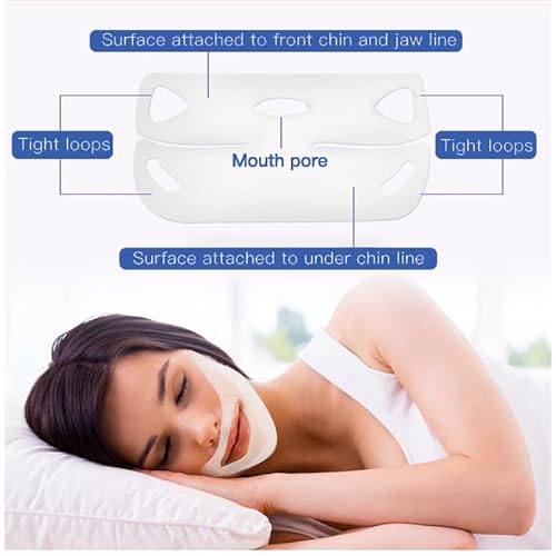 Double Chin Lifting Mask, Lift Chin Mask, Reusable Silicone Double Chin Strap Sleep Masks, Say Goodbye to Your Double Chin - Get a Sculpted Jawline in 3 Weeks (2PCS)
