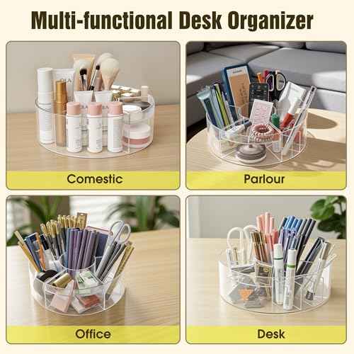 Lonian 360¡Æ Rotating Makeup Organizer, Adjustable Acrylic Cosmetic Storage, Cosmetic Organisers and Spinning Makeup Stand for Beauty Skincare
