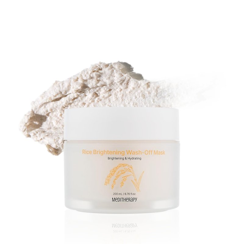 MEDITHERAPY Rice Wash-Off Mask - Korean Glass Skin Face Mask Skincare - Hydrating Rice Clay Mask - Natural Exfoliants Gently Improve Skin Texture, Even Skin Tone, and Restore Radiant Glow, 6.76 fl.