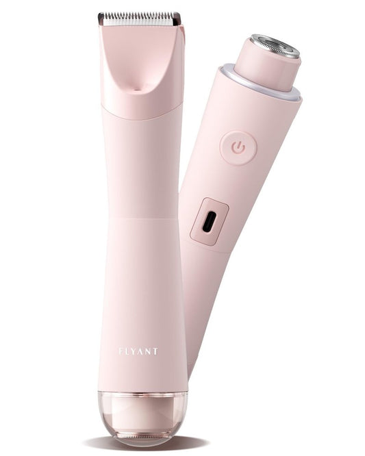 Bikini Trimmer for Women, 2 in 1 Electric Shaver for Women, Pubic Hair Trimmer Waterproof IPX7 with LED, Bikini Razor for Leg Arm Underarm Bikini Area, Pull Bows Gift Box for Friends (Rose Pink)