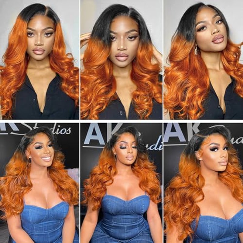 26 28 30 inch Ginger Human Hair Bundles Ginger Body Wave Bundle 350 Body Wave Bundle Human Hair Extensions Orange Color For Women