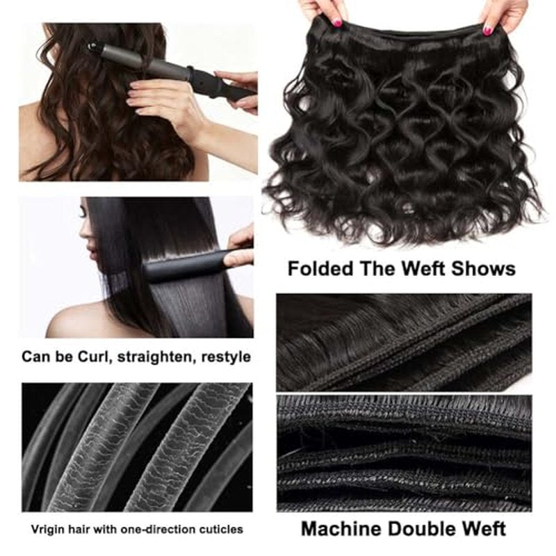 Body Wave Bundles Human Hair Soft 16 18 20 22Inch 100% Brazilian Human Hair Bundles 12A Hair extension Long Natural Black Color For Women