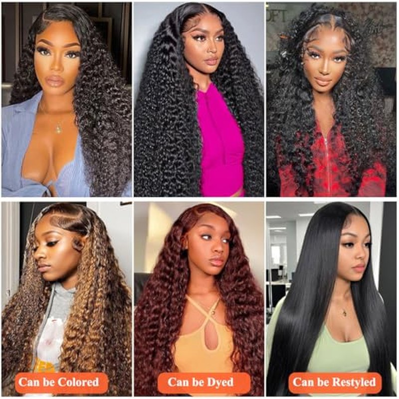 30 Inch Deep Wave Lace Front Wigs Human Hair 13x6 HD Lace Front Wigs Human Hair for Women Natural Color Deep Curly Wig 180% Density Transparent Lace Frontal Wig Pre Plucked