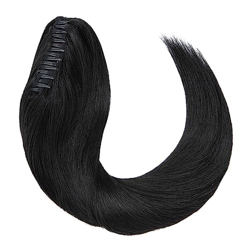 MY-LADY Ponytail Extension Human Hair Claw Clip in Ponytail Hair Extension Long Straight Pony Tail Hair Extensions Real Human Hair for Women Jet Black 18 Inch 115g