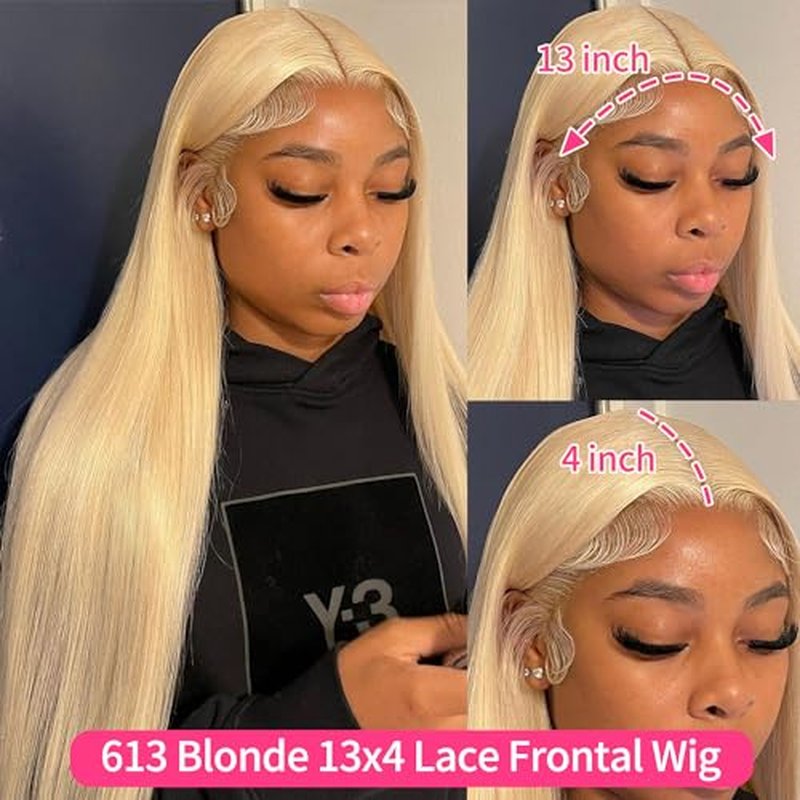 LICHANG 24Inch 613 Lace Front Wig Human Hair 13X4 Blonde Straight HD Transparent Lace Frontal Wigs Human Hair Pre Plucked 200% Density Blonde Glueless Wigs Human Hair